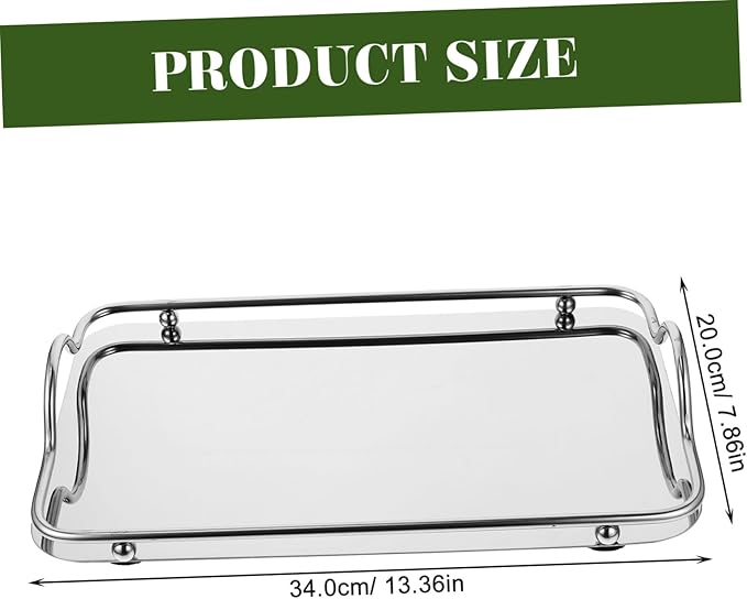 GANAZONO Stainless Steel Serving Tray Handles Rectangular Trays for Bar Restaurant