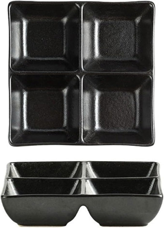 Sauce Dish 1 Piece Multifunctional Compartmentalized Plate Ceramic Snacks Dessert Bowl Snack Plate Roasted Meat Seasoning Sauce Plate Snack Plate(D)
