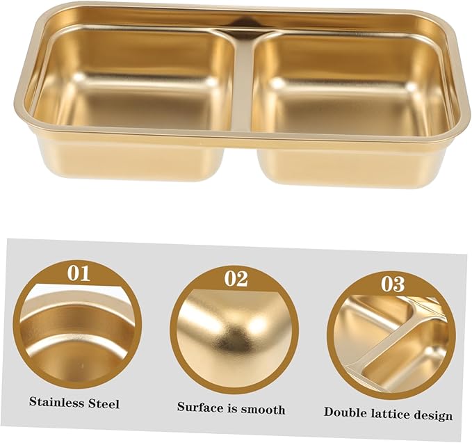 STOBAZA 2pcs Double Compartment Seasoning Dish Versatile Appetizer Plate for Sauces Kimchi Cold Dishes Easy to Clean for Parties Meal Prep