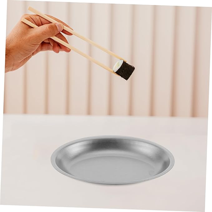Cabilock Stainless Steel Oval Serving Tray for Fish Appetizers Desserts and Snacks Elegant Design for Home and Outdoor Use and Lightweight Silver Platter