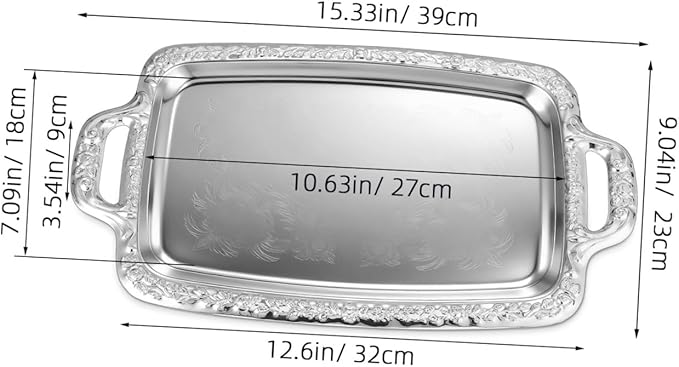 Zerodeko Sturdy Metal Serving Tray Multi-purpose Food Plate Dining Room Easy to Handle