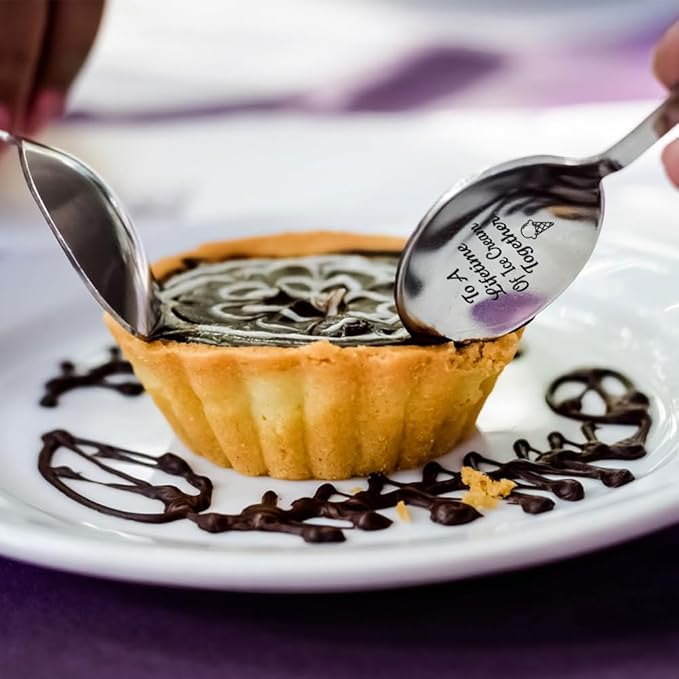 To A Lifetime of Ice Cream Together - 2 Pcs Spoon Set, His & Her Ice Cream Spoons, Perfect for Couples - Anniversary & Birthday Gifts