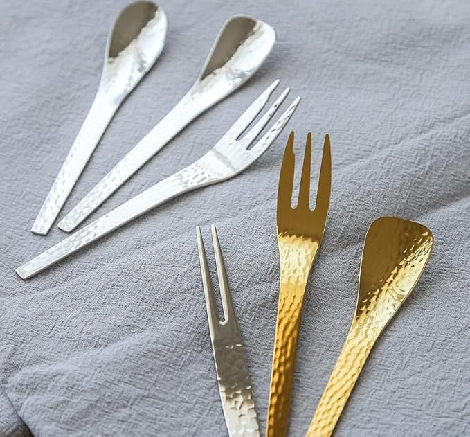 Stainless Steel Flatware serving set,Home Kitchen Eating Tableware Set,Dishwasher Safe,For Home Kitchen Restaurant Hote 4/16/24/32 Pieces Hammered 304 Stainless Steel Dessert Forks And Spoons, Dessert