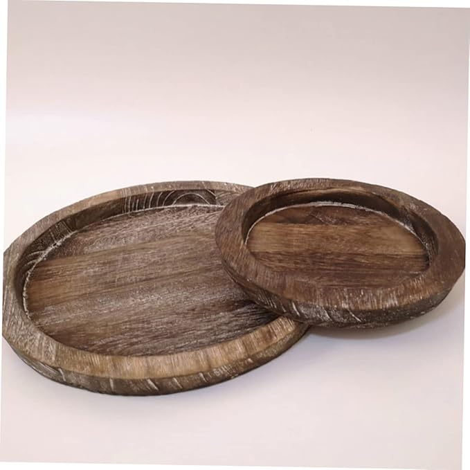 Cabilock 2pcs Solid Wood Serving Tray Large Extra Large Outdoor Decorative Tray Divided Sections for Food Vanity Bathroom Kitchen