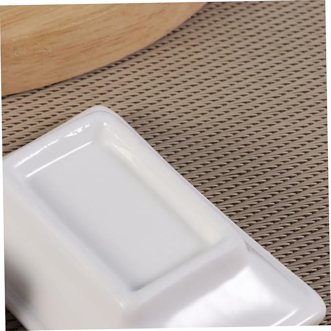 2pcs Pure White Ceramic Soy Sauce Dishes Rectangular Appetizer Serving Trays for Dipping Condiments and Dressings Stain-Resistant Snack Plates for Entertaining