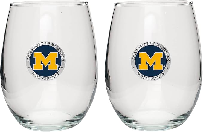Heritage Pewter Michigan Stemless Glass Goblets – Set of 2 | 15 OZ Goblet Wine Glasses | Expertly Crafted Pewter Glass