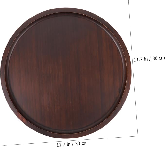 Bamboo Serving Tray Creative Wooden Pizza and Cake Display Tray Walnut Color Multi-use for Home Coffee Table and Events