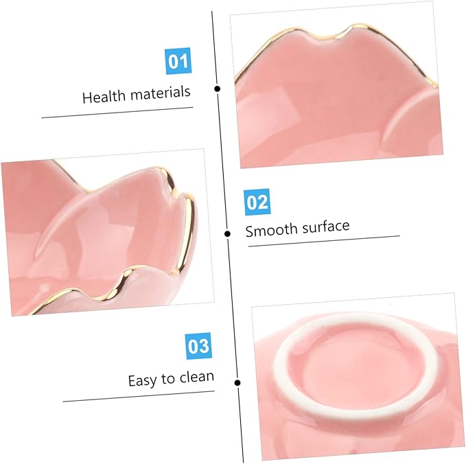 Generic 2pcs Ceramic Dipping Plates Chip Salsa Bowl Cherry Ceramic Dish Mini Decor Mini Dipping Bowls Dipping Sauce Dishes 3.5 Inch Flat Food Tray Porcelain Dip Dish Miniature Pink Petal, 7X7X2.8cm