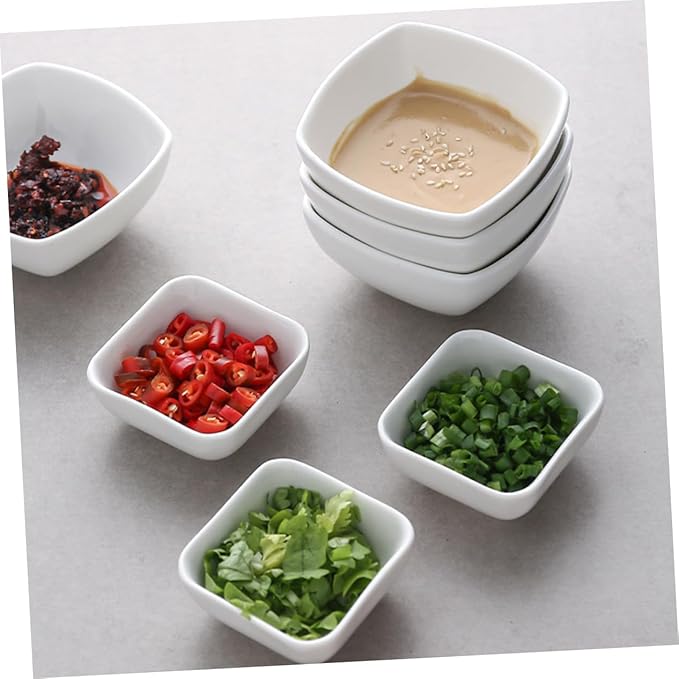 Alipis 8pcs Ceramic Dipping Bowl Solid Color Condiment Plates for Sauces Snacks and Appetizers for Restaurants and Home Use