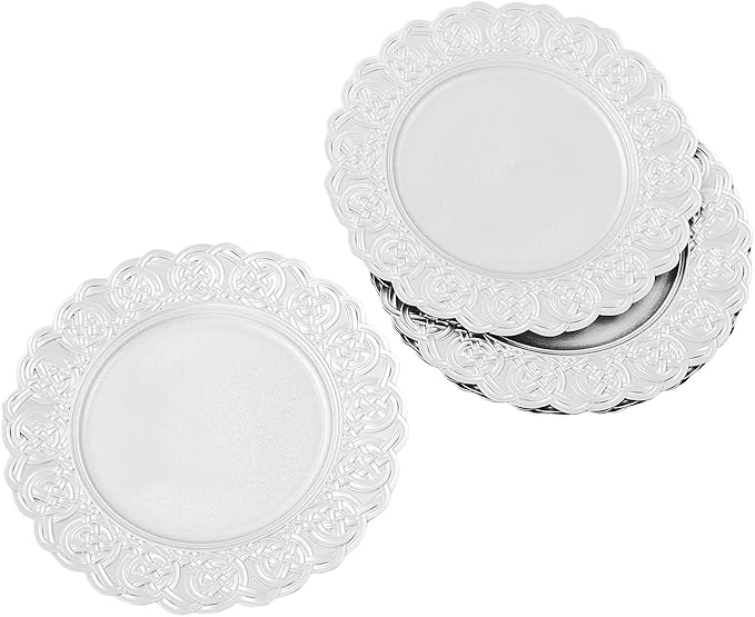 Sliver Plastic Charger Plates Set of 100, 13” Reusable Party Chargers for Dinner Plates, Elegant Round Service Plate Chargers Bulk Decorative for Wedding, Catering Table Decor