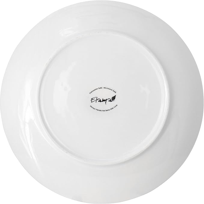 Elama 10.5 Inch Professional Kitchen 12 Piece Porcelain Dinnerware/Tableware Set (Round Dinner Plate White)