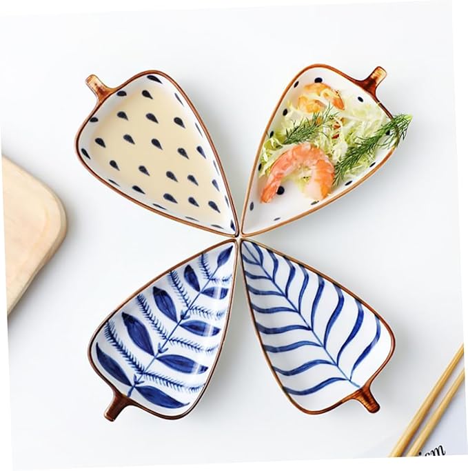 Cabilock Leaf-shaped Ceramic Sauce Dish Versatile Dipping Bowls for Condiments Snacks Fruits and Desserts for Home Parties Bbqs and Outdoor Events Random Style