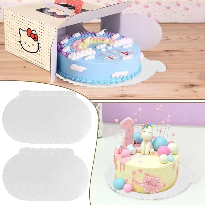 3 Pcs Cake Stand with 20Pcs Cakeboard Round, Cake Stand Set Disc Diameter 8" 10" 12", Perfect Dessert Table Display Set, Cupcake&Cake Stands for Party, Wedding, Birthday (White)