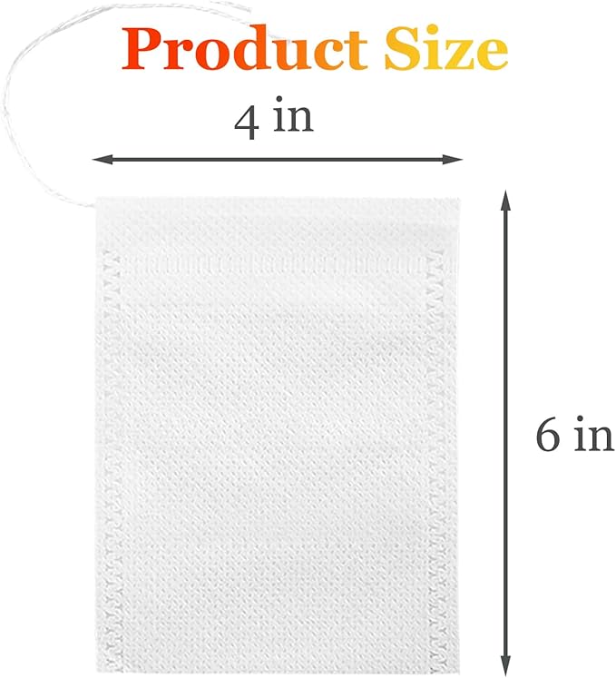 Yzurbu 200pcs 4''x6'' Tea Filter Bags for Loose Leaf Tea, Tea Bags with Drawsting for Hot Tea, Ice Tea & Cold Brew