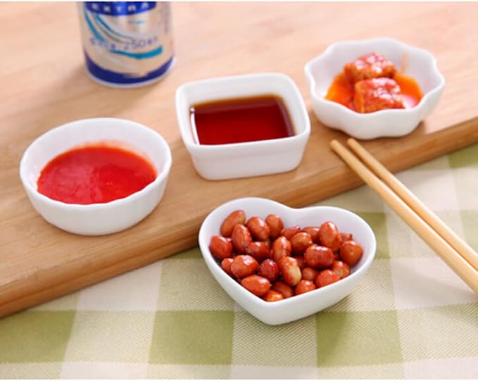 Alipis 2pcs Japanese Porcelain Dipping Bowls Condiment Dish Dessert Tray Appetizer Plates Ceramic Sauce Dishes