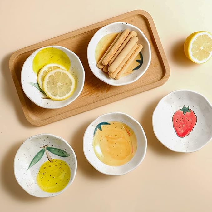 Dipping Sauce Bowls Appetizer Bowls Lemon Pattern Small Plate Dipping Sauce Plate Household Sauce Plate Tableware Snack Plate Small Bowl Sauce Plate Plate Ceramic Dip Bowls Dipping Sauce Bowls