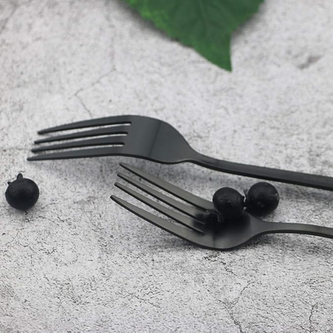 JASHII Matte Black Silverware Set, Satin Finish 4-Piece Stainless Steel Flatware Set,Kitchen Utensil Set Service for 1,Tableware Cutlery Set for Home and Restaurant, Dishwasher Safe (Black full)