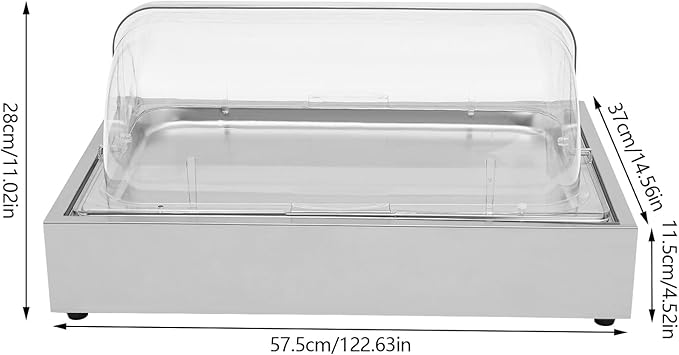 Chilled Serving Tray with Clear Cover Ice Food Serving Display Tray Buffet Cold Serving Cooler Platter Chilled Party Platter Cold Food Buffet Server for Party Outdoor Buffet Street Vendors