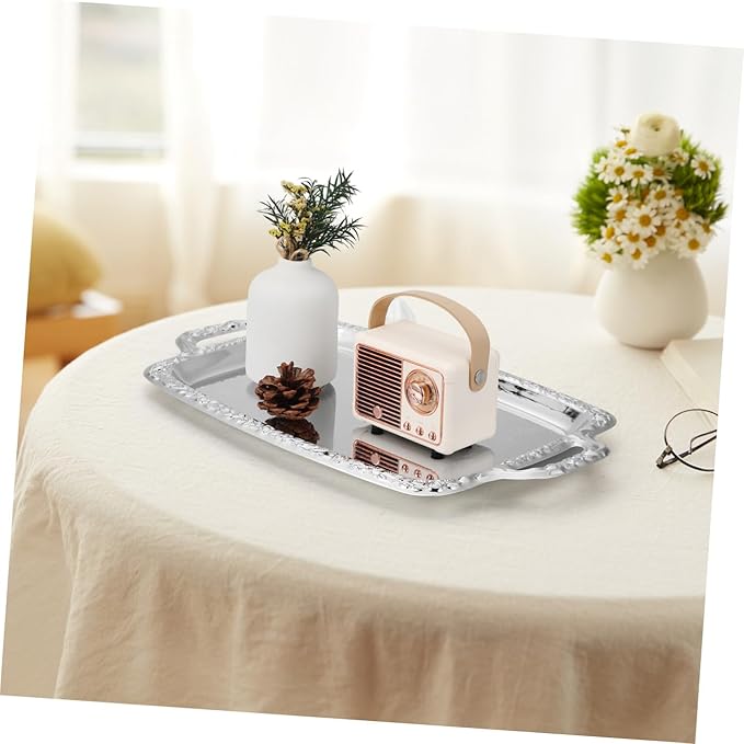 VALICLUD Metal Serving Tray, Decorative Food Storage Plate for Living Room, Tableware Organizer