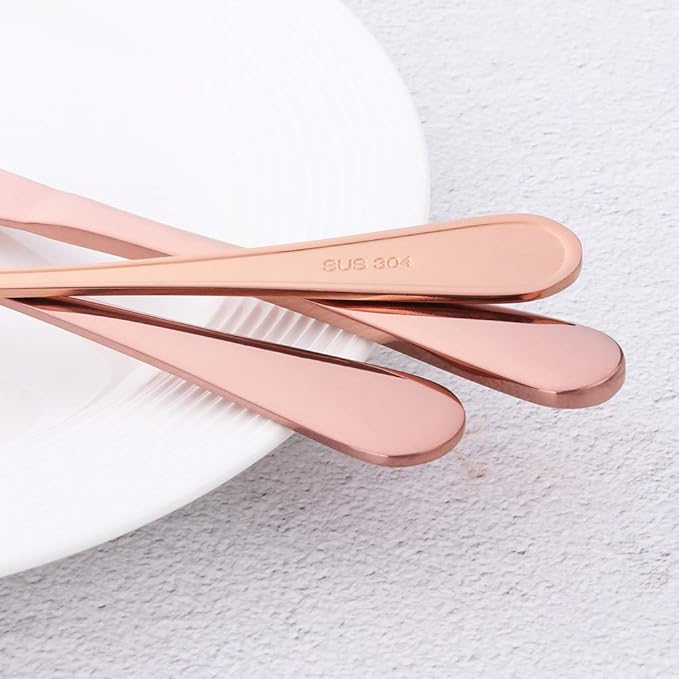 Flatware Silverware sets, 6pcs 18/8 Stainless Steel Cutlery Serving for 2, BPA-free Dinner Knife, Fork, Spoon Kitchen Utensils, Mirror Polished (Rose Gold-2)