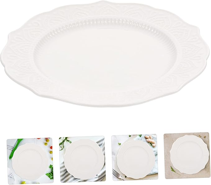 PRETYZOOM Vintage French Style Ceramic Food Serving Plate Elegant Porcelain Dish for Western Cuisine for Snacks Appetizers and Artistic Photography