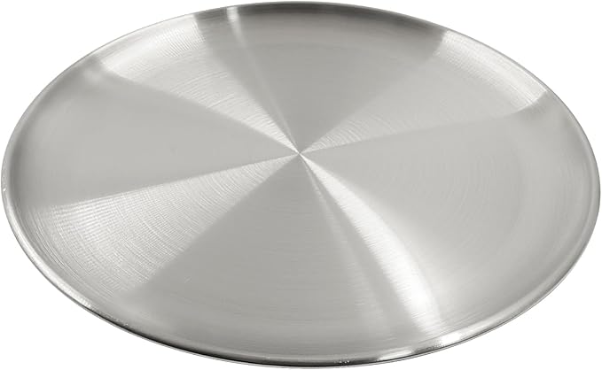 Piutouyar 26 cm / 10.24 Inch Round Serving Tray, Stainless Steel Circular Metal Platter, Decorative Tray Silver Dinner Dishes for Kitchen, Bathroom, Home