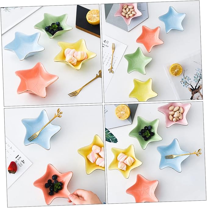 Zerodeko 3pcs Ceramic Seasoning Dishes for Appetizers Kitchen Spice Storage Non- Plates for Home Parties Bbq and Outdoor Use Color Random
