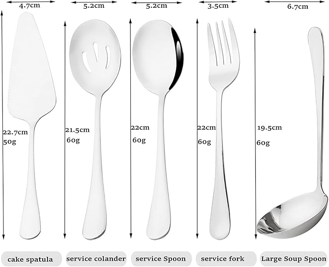 35-Piece Mirror Silver Flatware Set, 18/0 Stainless Steel Cutlery Set With Seriving Utensils For 6, Home Restaurant Silverware Set With Cake Knife, Colander, Soup Spoon, Dishwasher Safe