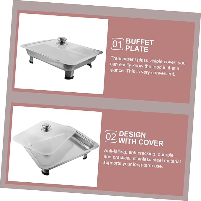 VALICLUD Stainless Steel Dinner Plate Serving Tray Lunch Trays Buffet Food Holder