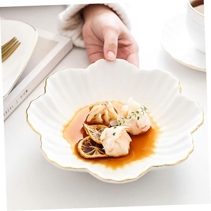 Amosfun Ceramic Serving Plate White Food Storage Dish Home Kitchen Tableware for Appetizers Salads and Pasta Microwave Safe