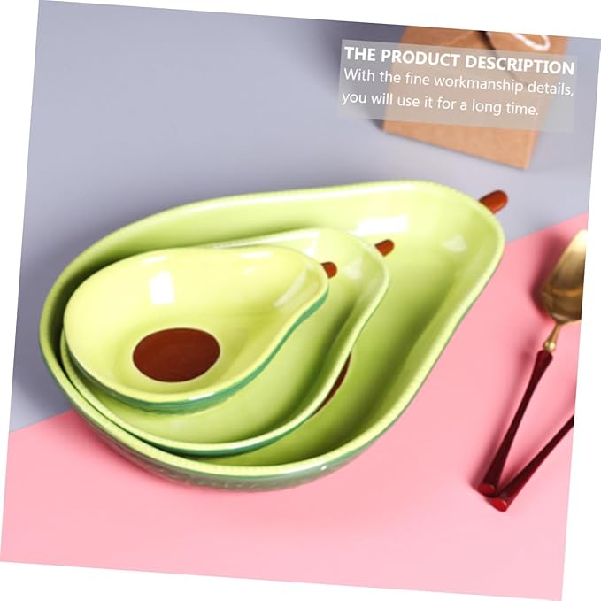Avocado Shape Ceramic Plate Medium Crack Resistant Fruit Serving Platter Appetizer Dish for Parties Family Gatherings Weddings Lightweight Food Container