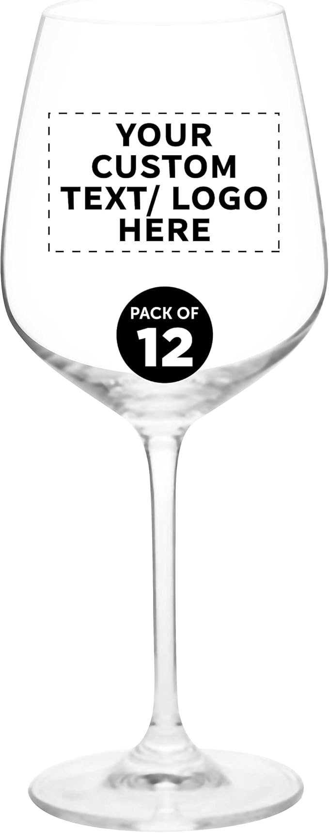 Custom Crystal Wine Glasses 17.5 oz Set of 12, Personalized Bulk Pack - Restaurant Glassware, Perfect for Red Wine or White Wine - Clear