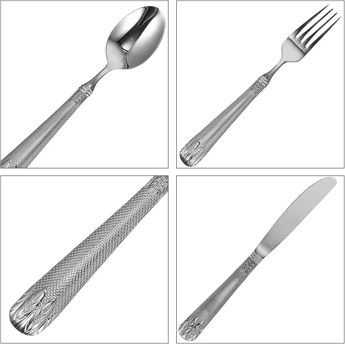 Household Utensil Set Cutlery Set Serving Flatware Set with Pattern Stainless Steel Dinner Set Including Spoons Fork Knife