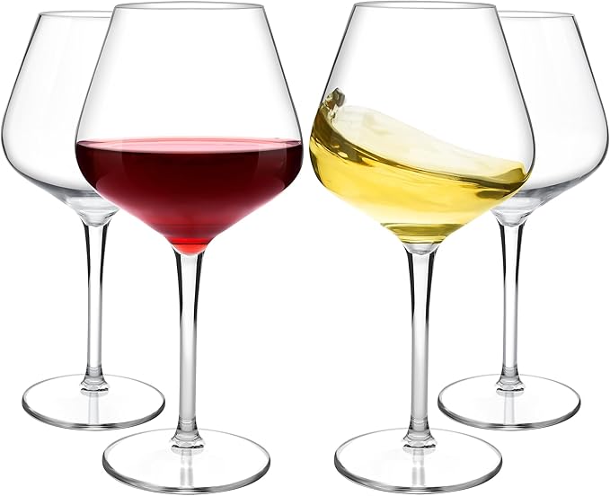 HAHASHOW Unbreakable Wine Glass, Tritan Plastic Red/White Wine Glasses, 18 oz wine Glasses, Dishwasher available Glassware, Set of 4, for Picnic, Pollside, Wedding, Party Gift