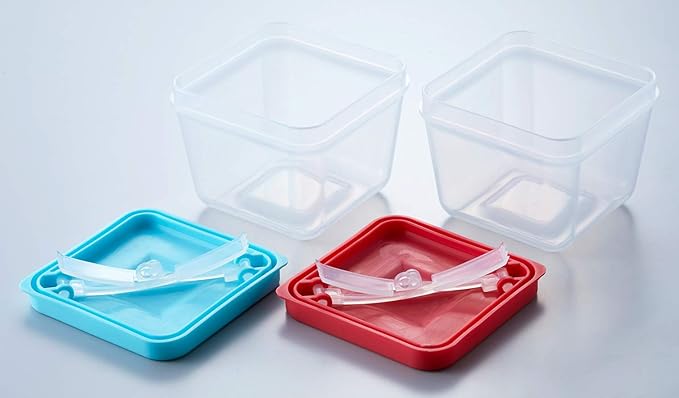 Sugar Cube Container with Tongs by Asahi Denki (4 piece 6 oz) Container with Built-In Small Tongs for Gamers Sliced Pickle Grabber Candy Apothecary Sugar Cube Holder with Tongs for Eating and Serving
