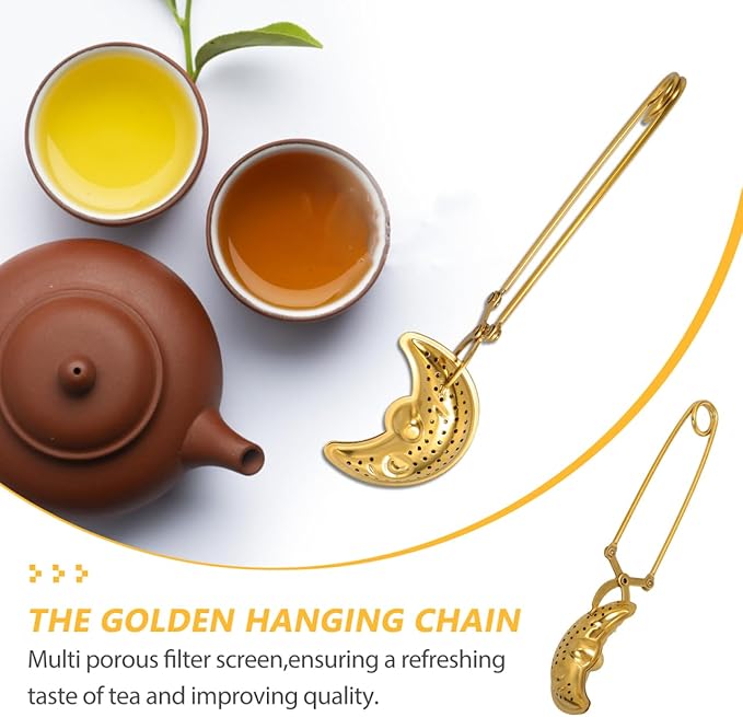 LIFKOME Stainless Steel Tea Strainer Spoon with Long Handle Gold Tea Infuser for Loose Leaf Reusable Filter for Home Office and Travel