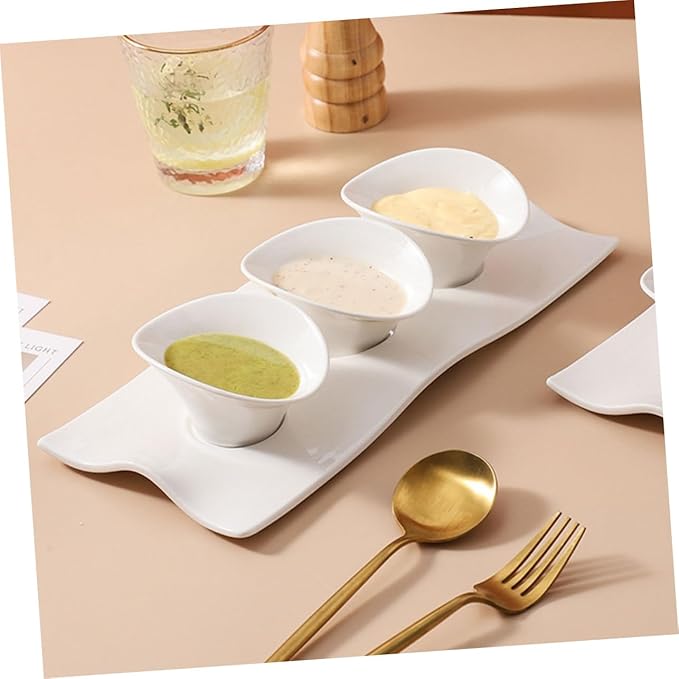 Ciieeo Japanese Style Ceramic Appetizer Plates 1 Set Seasoning Dish Unique Design for Condiments Suitable for Home Use for Dipping Sauces and Snacks