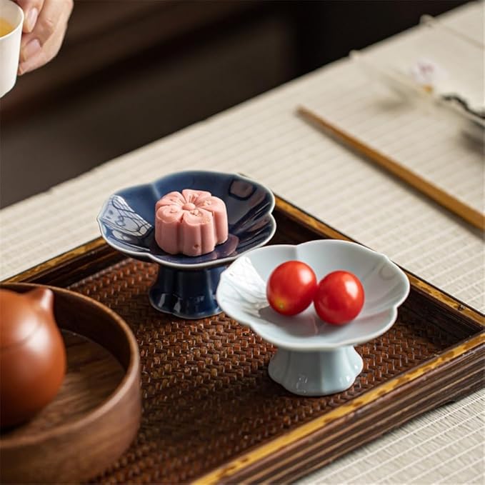 Appetizer Plates Serving Platter Decoration Multipurpose Ceramic Tray Serving Plate Fruit Bowl for Condiment(Green)