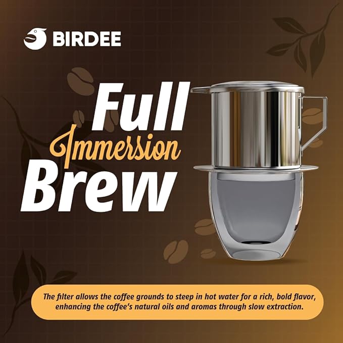 Birdee Vietnamese Coffee Dripper - 12oz (Pack of 4), Stainless Steel, Medium Drip Filter, Durable, Dishwasher Safe, Home Use, Travel, Camping, Gift Sets