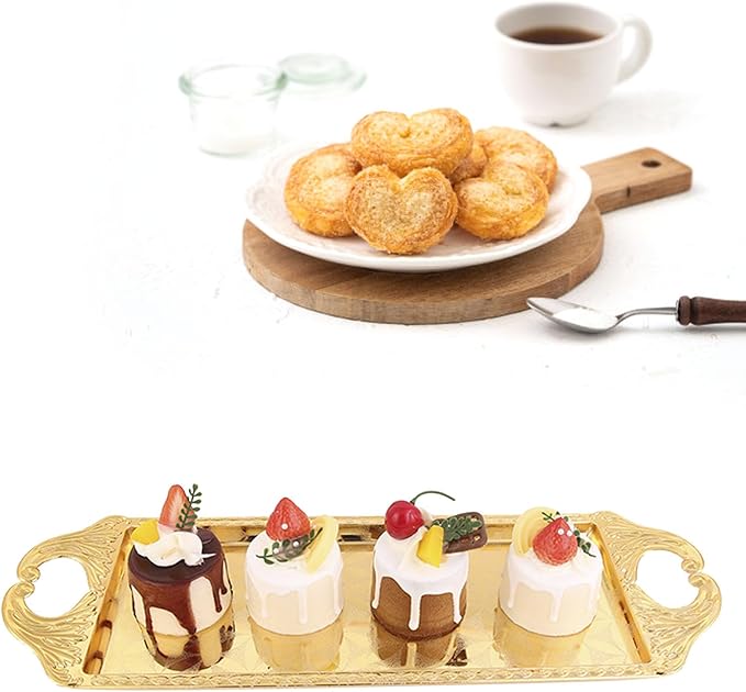 Rectangular Metal Tray, Small Elegant Decorative Serving Tray, Silver - Durable Premium Metal, Multipurpose for Veggie Tray, Coffee Table, Fruit Display