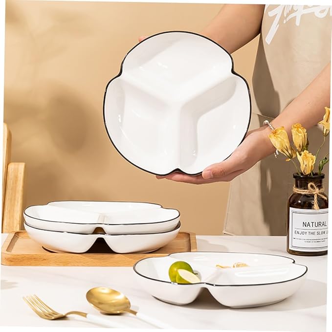 GLEAVI Multi-use Compartmented Plate Taco Party Tray Portion Plate Ceramic Food Holder Dessert