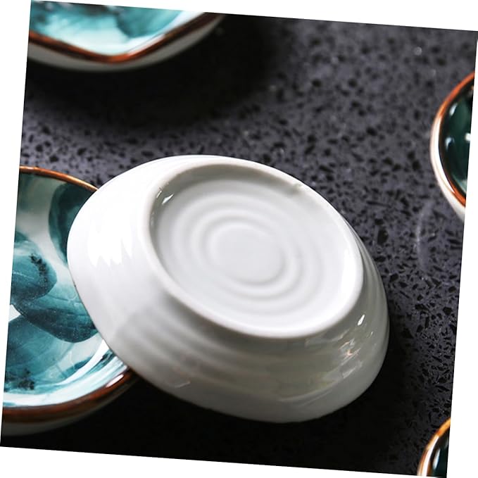 2pcs Retro Handpainted Ceramic Plate Small Dish for Chips Dip Seasoning Tray Appetizer Plate Sauce