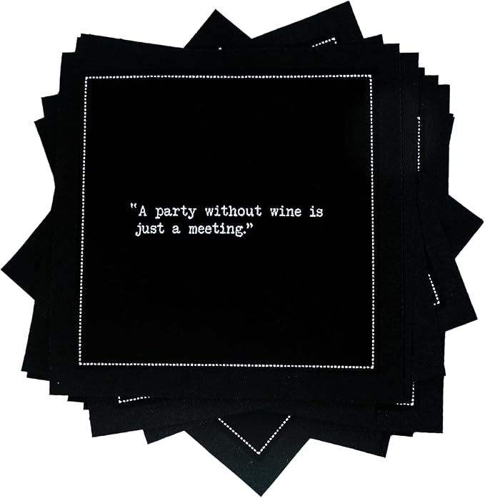 Five Star Funny Wine Quotes | Black Cotton Cocktail Napkins | 50 Luxury Disposable Beverage Napkins with Witty Bar Quotes | Drink Napkins for Parties, Bars, Weddings & Game Nights