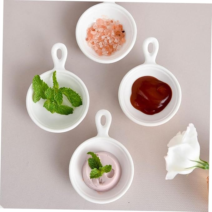 STOBAZA 4pcs Appetizer Plates of Condiment Bowls Handle for Boys and Girls French Fries Soup