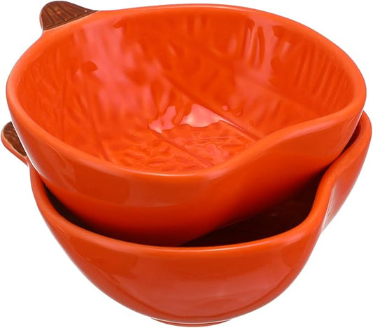 Alipis Halloween Pumpkin Decor Plates 2 Pack Seasoning Dishes for Dipping Appetizers