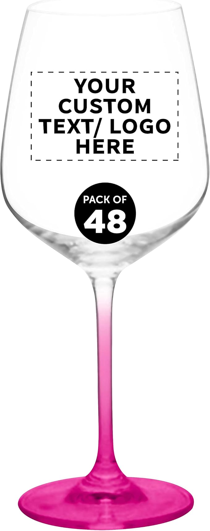 Custom Crystal Wine Glasses 17.5 oz Set of 48, Personalized Bulk Pack - Restaurant Glassware, Perfect for Red Wine or White Wine - Pink