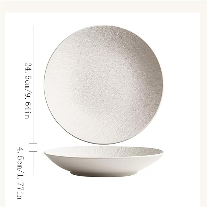 Party Supplies Fruit Tray Household Deep Plate Ceramic Salad Bowl Soup Plate White Rock Dish Household Kitchen Restaurant Plate Round Frosted Dining Plate Party Plates ( Color : A , Size : 9.64in )