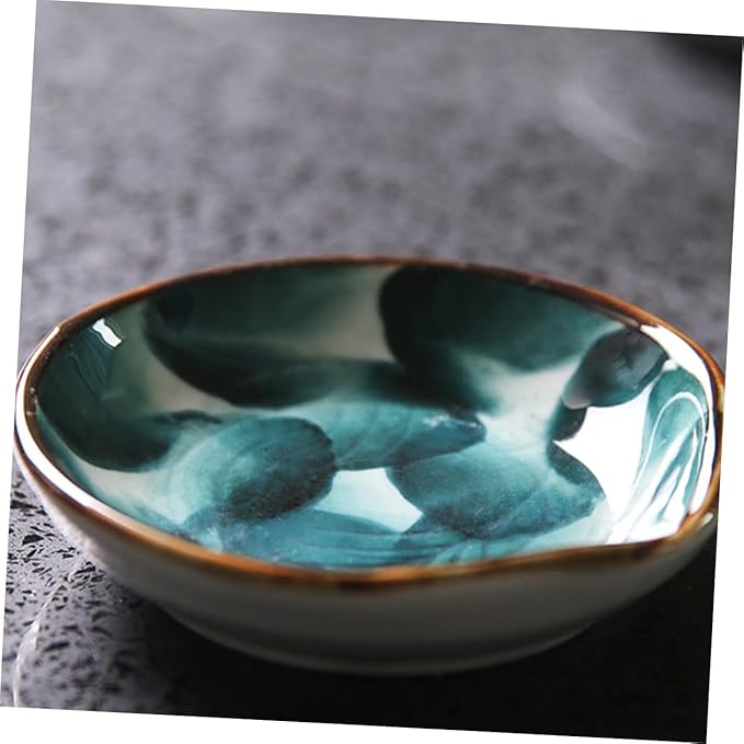 Happyyami 2pcs Hand-painted Ceramic Disc Snack Tray for Boys and Girls Serving Platter Appetizer Plate Condiment Tray