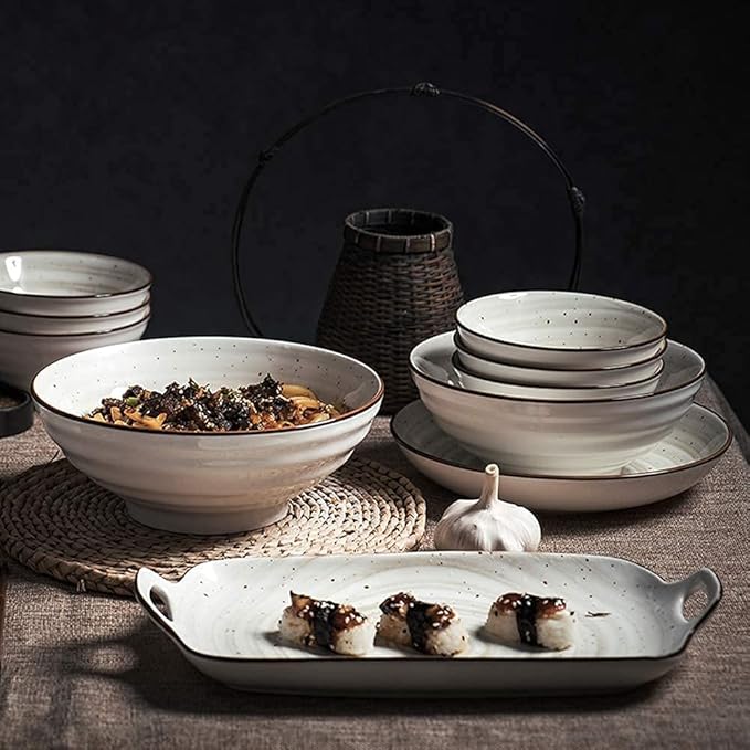 Dining Plate Set 27 Pieces Ceramics Dinner Set Bowl/Dish/Spoon|dinnerware Set Nordic Simple Style Combination Tableware Set Gray for Gift
