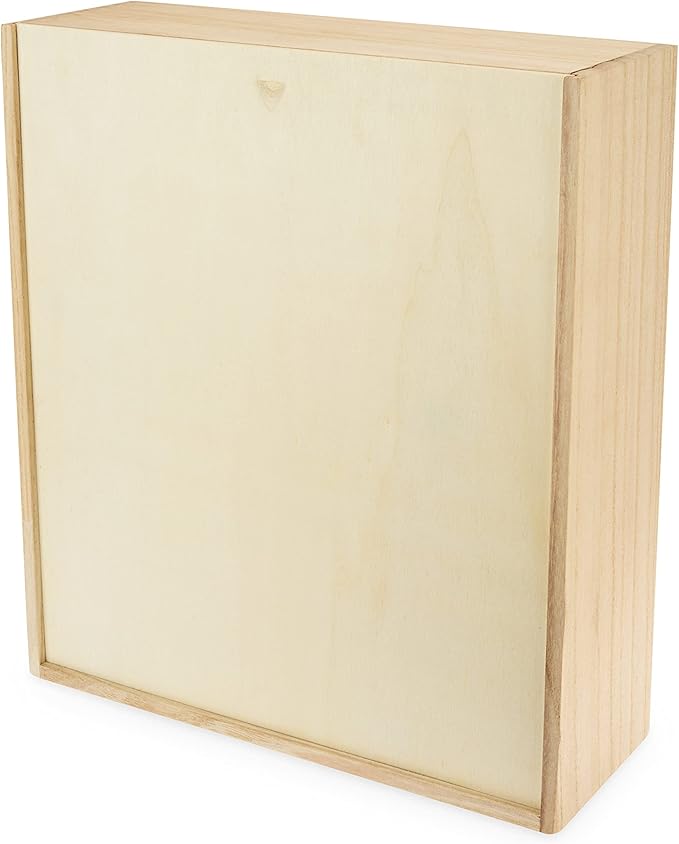 Twine Paulownia Wood Wine Box with Sliding Lid, Fits 3 Standard Wines or Champagne Bottles, Festive Wine Gift Box with Packing Straw for Holidays, Celebrations, Parties, Housewarming Gifts